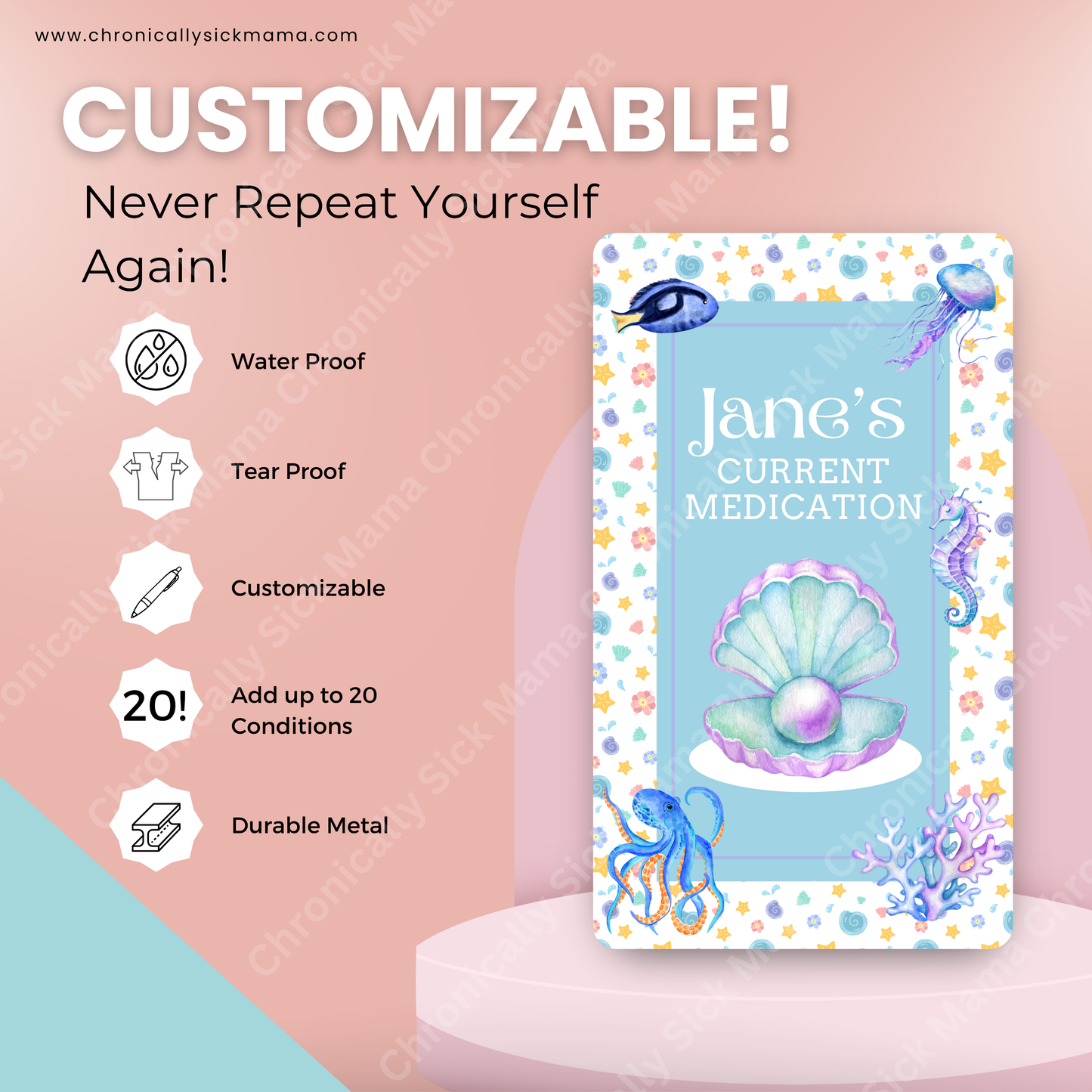 Ocean Design | Medical And Medication Cards | List Your Medical Conditions And Medication And Never Forget Them