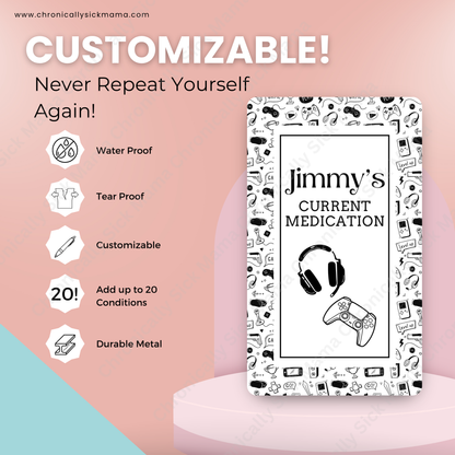 Gamer Design | Medical And Medication Cards | List Your Medical Conditions And Medication And Never Forget Them