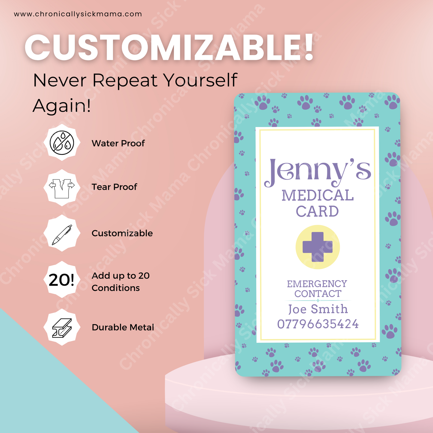 Paw Prints Design | Medical And Medication Cards | List Your Medical Conditions And Medication And Never Forget Them