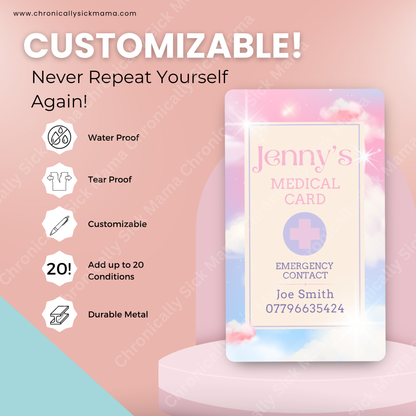 Stars And Clous Design | Medical And Medication Cards | List Your Medical Conditions And Medication And Never Forget Them