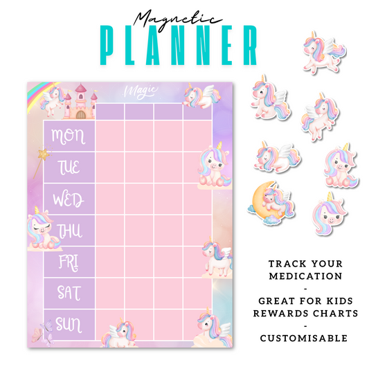 Unicorn Magnetic Planner | Pill Tracker | Rewards Chart | Habit Tracker