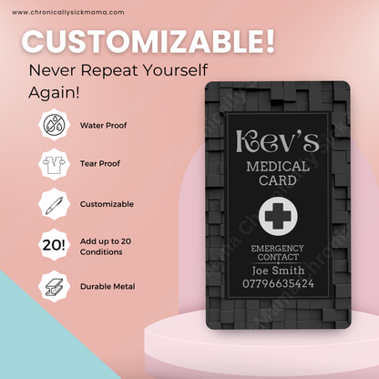 Black Block Geometric | Medical And Medication Cards | List Your Medical Conditions And Medication And Never Forget Them