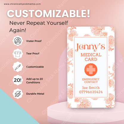 Orange And White | Medical And Medication Cards | List Your Medical Conditions And Medication And Never Forget Them