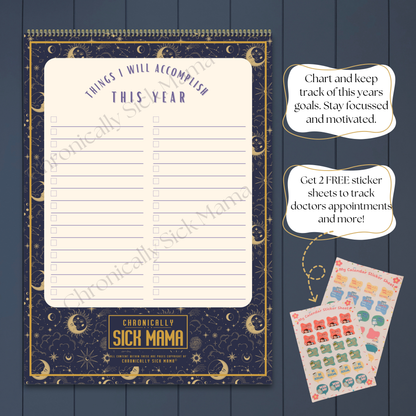 2025 Lunar Calendar for Chronic Illness Management | Fibromyalgia & Full Moon Planner with Beautiful Art Prints, A3 Size, and Free Spoon Theory Stickers