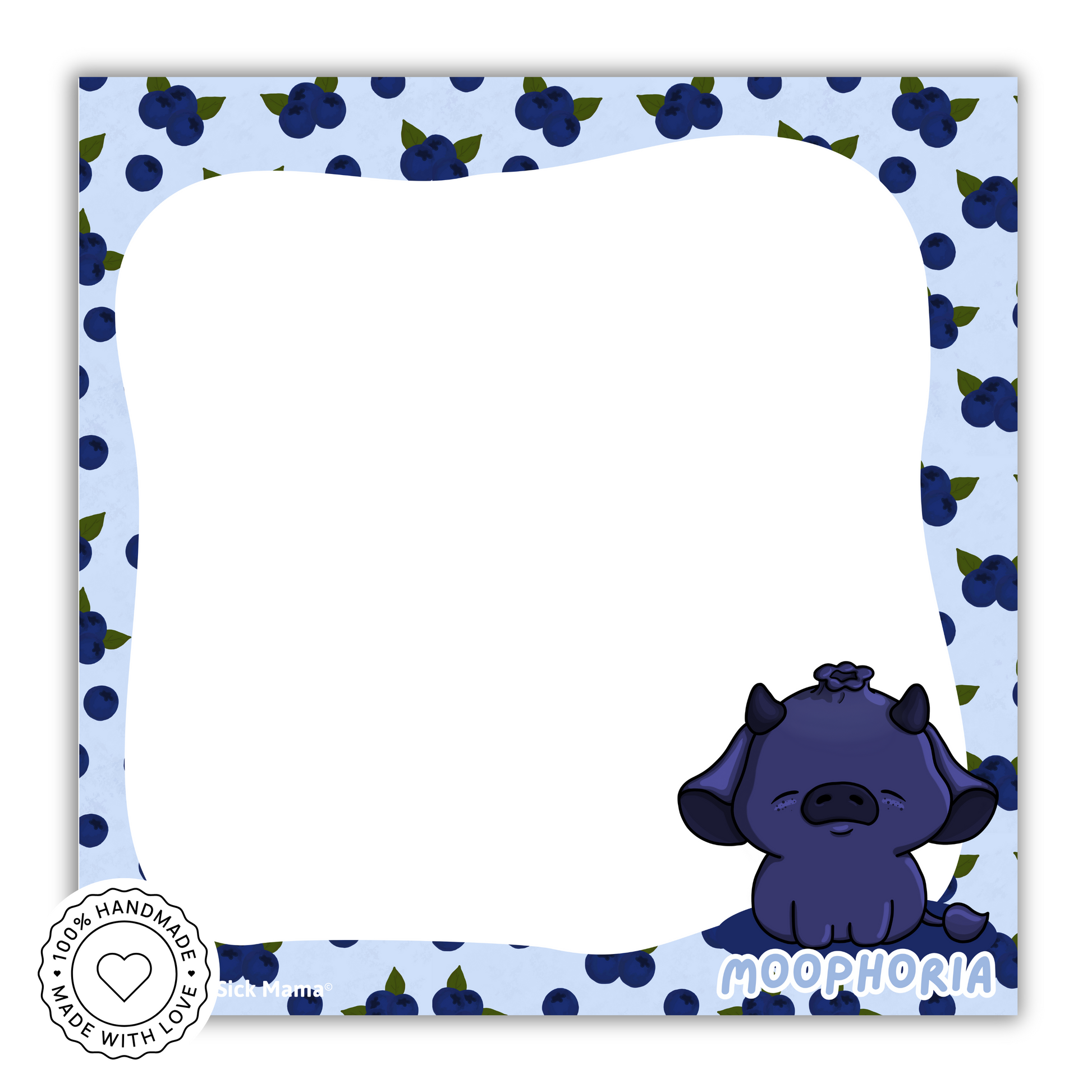 Mooberry | Blueberry Cow - Cute Kawaii Cow Mini Memo Notepad