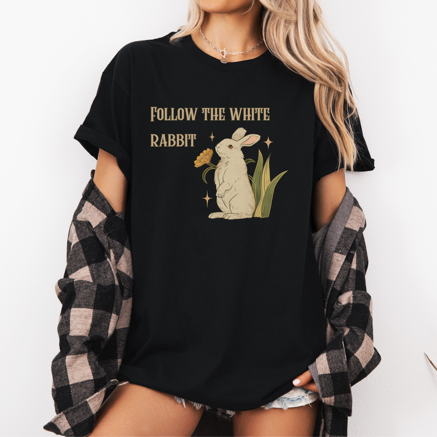 Vintage Whimsical White Rabbit T-shirt