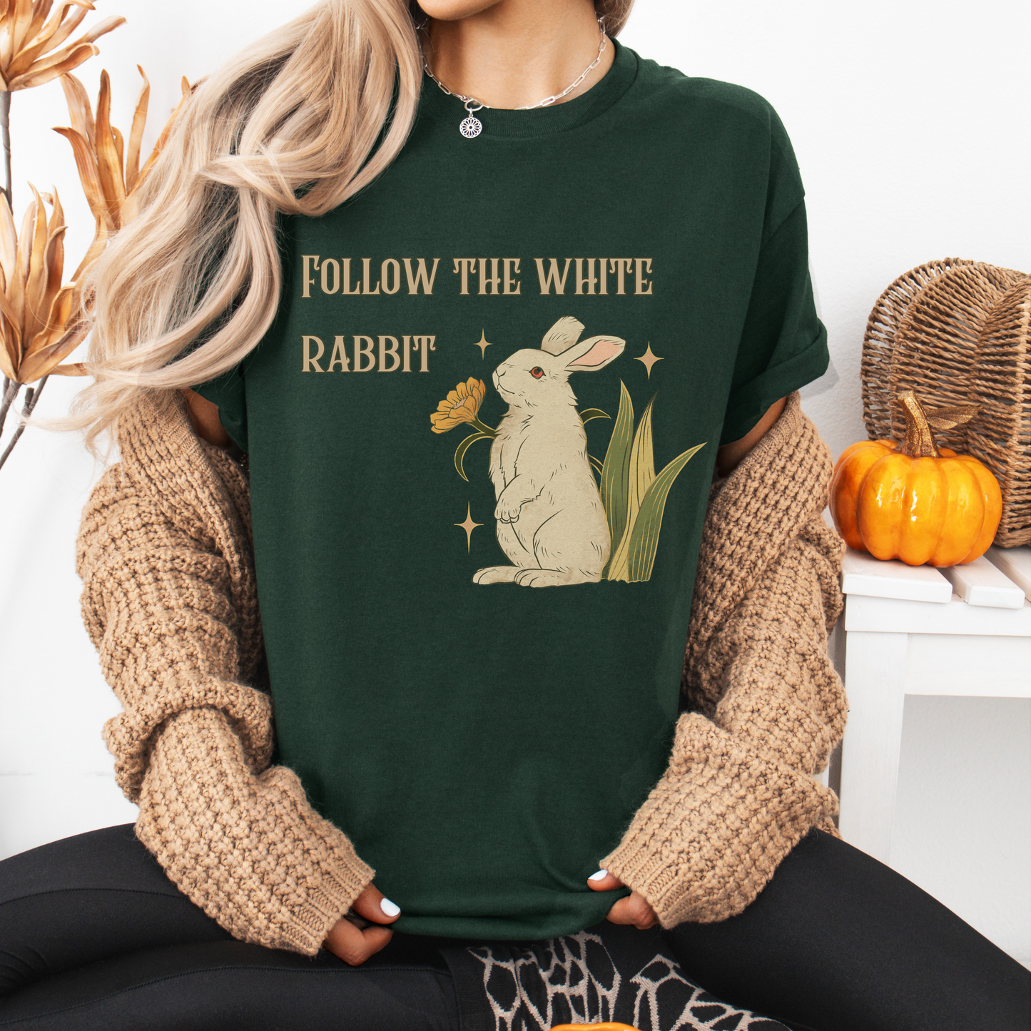 Vintage Whimsical White Rabbit T-shirt