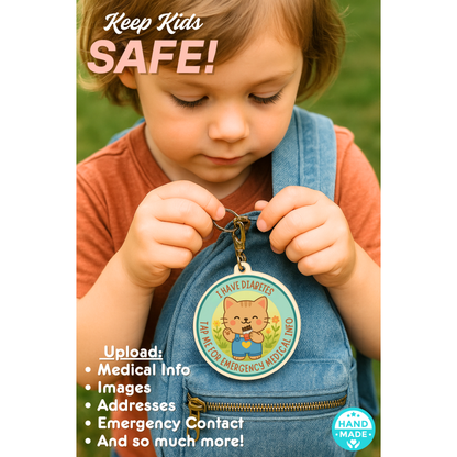 Diabetes medical alert emergency tag for kids 