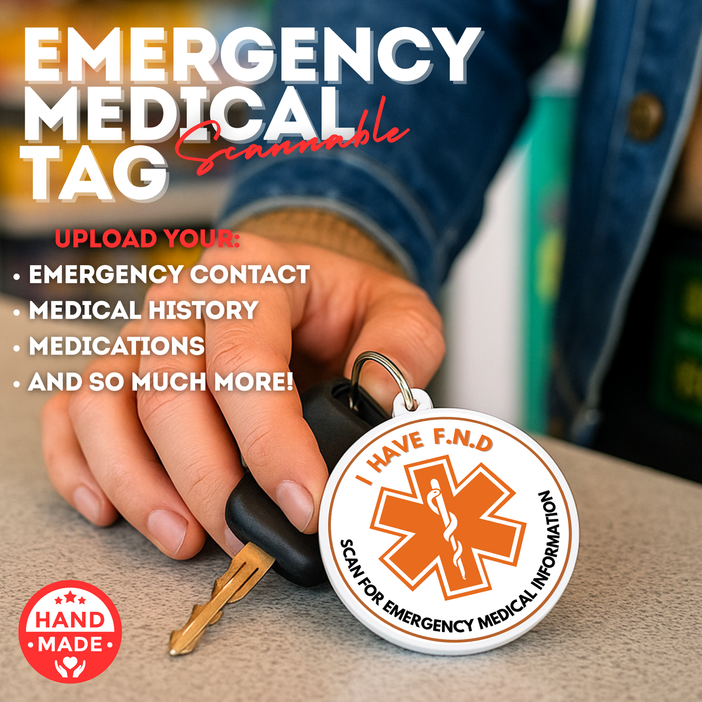 I Have FND | FND Alert Tag | Emergency Alert Scannable NFC Keychain