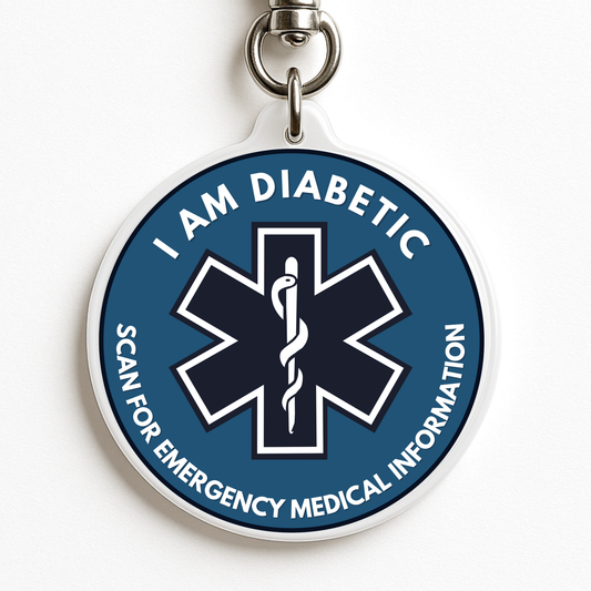 I am Diabetic | Diabetic Alert Tag | Emergency Alert Scannable NFC Keychain