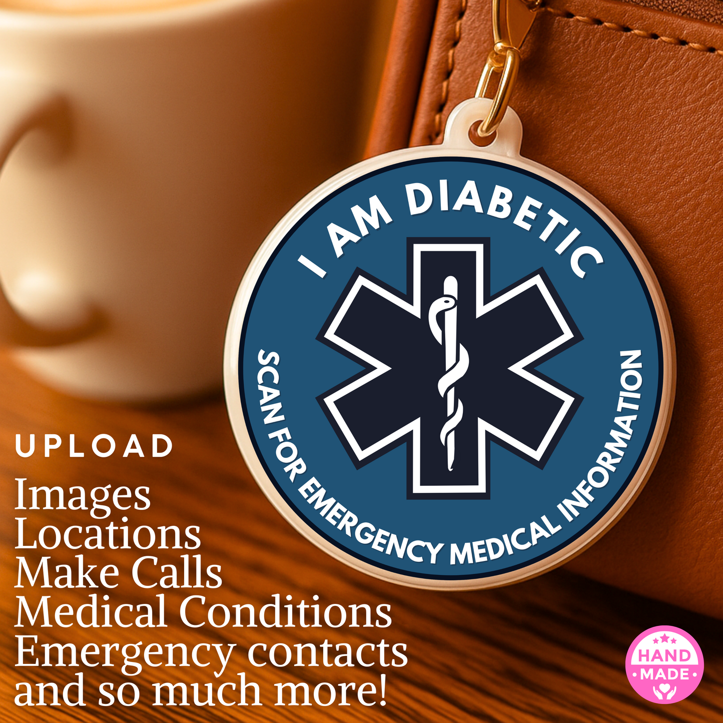 I am Diabetic | Diabetic Alert Tag | Emergency Alert Scannable NFC Keychain