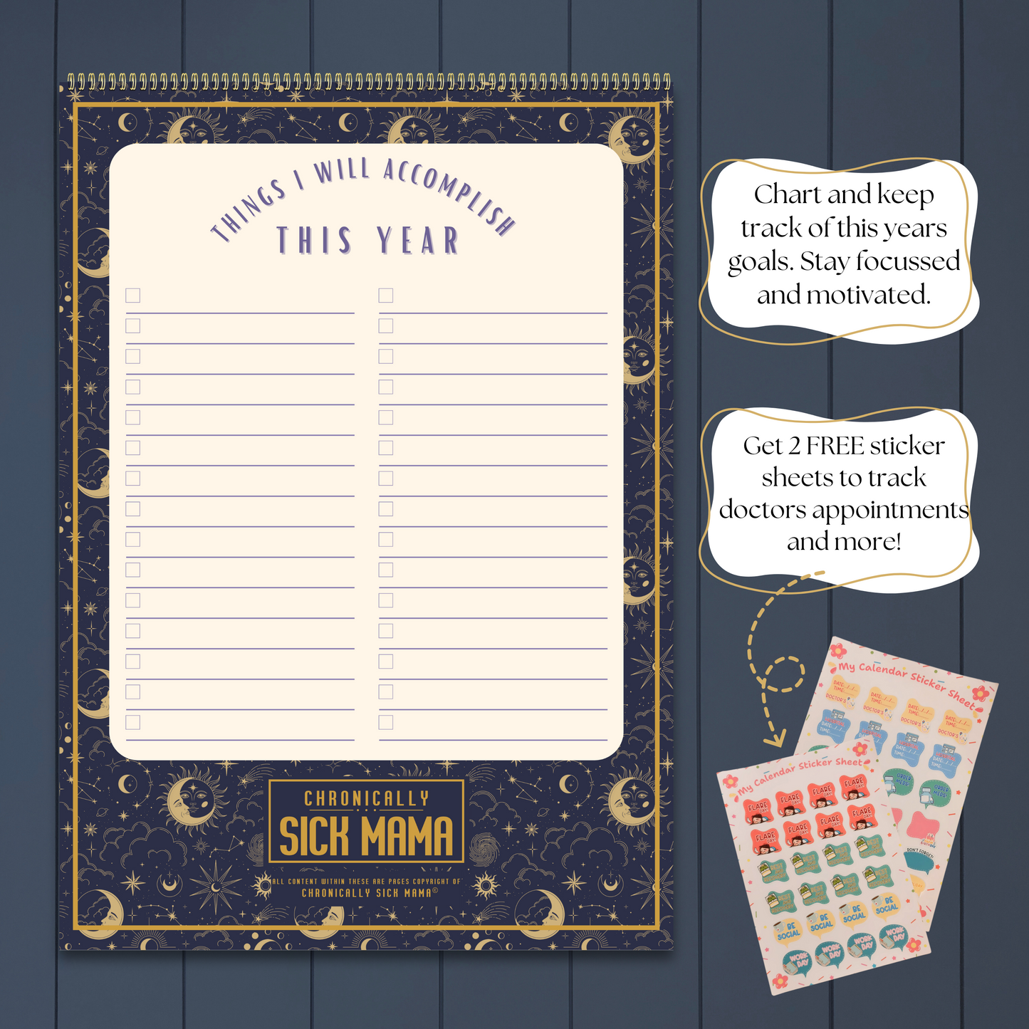 Chronic Illness Tracking Lunar Calendar For Tracking flares And Symptoms With Moon Phases
