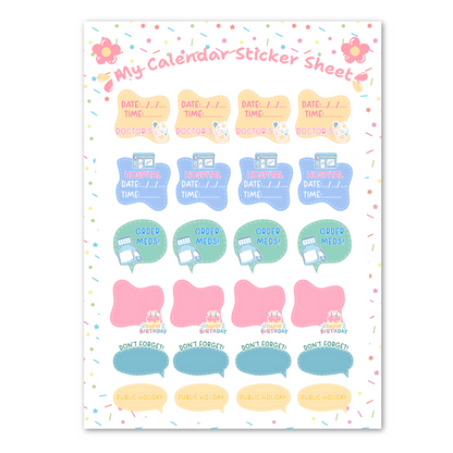 Multi Pack Assorted Chronic Illness And Disability Calendar Sticker Sheet For Lunar Calendar For Spoonies