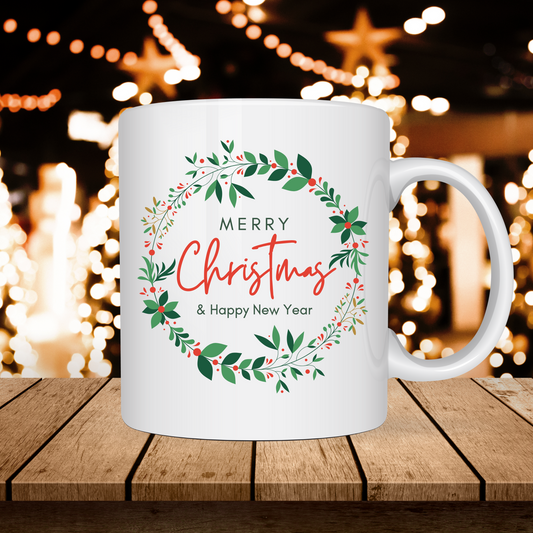 Merry Christmas Wreath Mug