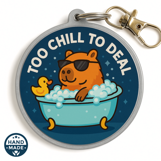 Cute Too Chill To Deal Capybara Bubble bath | Scannable NFC Keychain