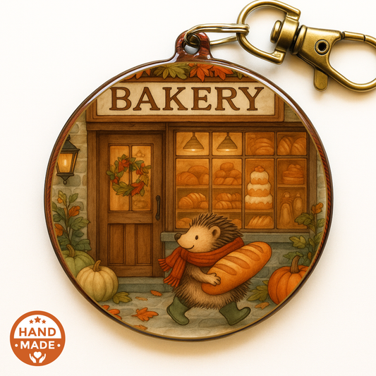 Hedgehog at the Bakery | Woodland Critters | Autumnal Fall Scannable NFC Keychain