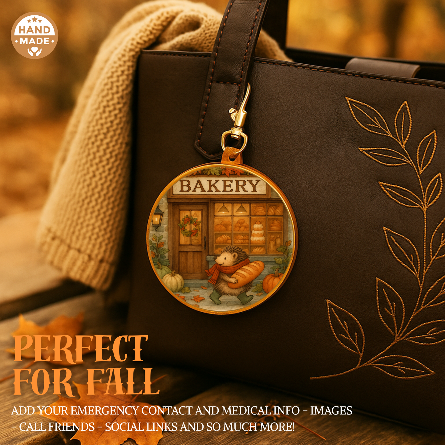 Hedgehog at the Bakery | Woodland Critters | Autumnal Fall Scannable NFC Keychain
