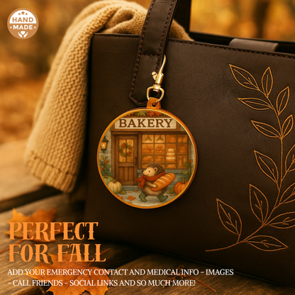 Hedgehog at the Bakery | Woodland Critters | Autumnal Fall Scannable NFC Keychain