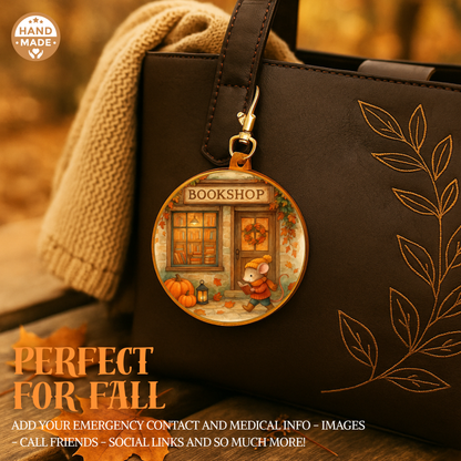 Mouse At The Bookshop | Woodland Critters | Autumnal Fall Scannable NFC Keychain