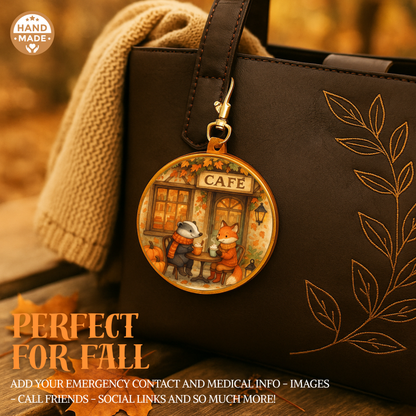 Pumpkin Spice Late at the Cafe | Woodland Critters | Autumnal Fall Scannable NFC Keychain