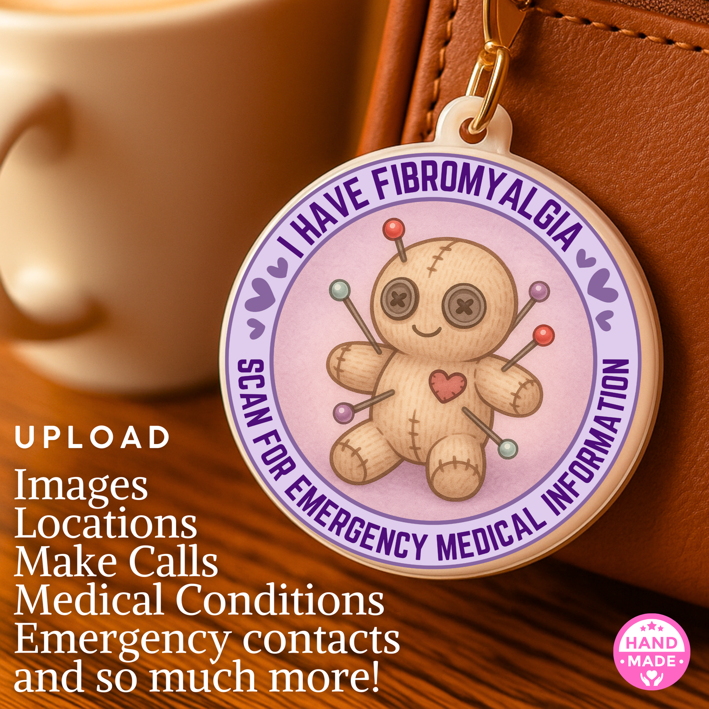 I Have Fibromyalgia |  Fibro Emergency Alert Tag | Emergency Alert Scannable NFC Keychain