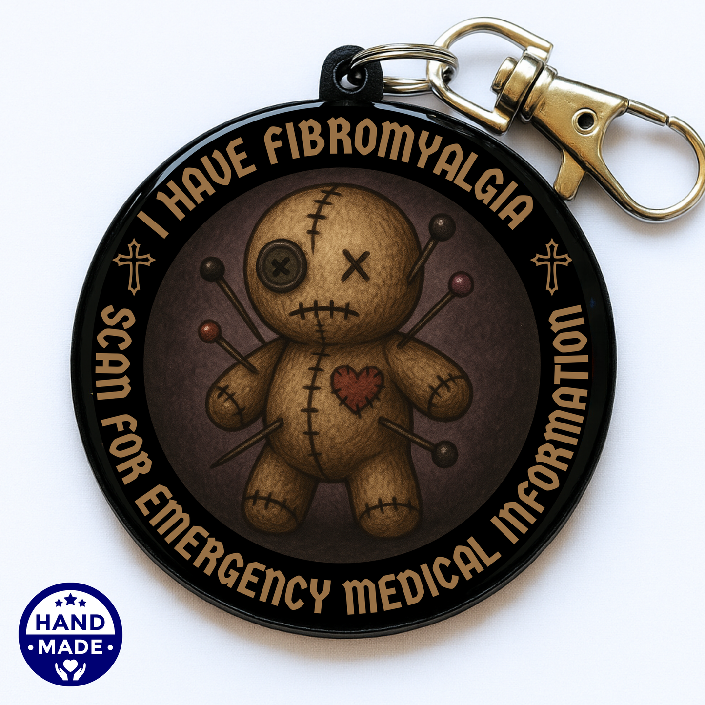 I Have Fibromyalgia |  Dark Fibro Emergency Alert Tag | Emergency Alert Scannable NFC Keychain