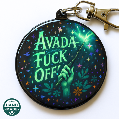 AVADA-FUCK OFF! Funny Wizards and Witches Keychain | Scannable NFC Keychain