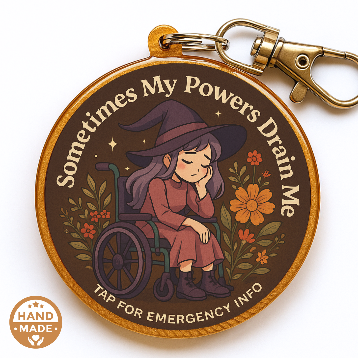 Autumn Me CFS MS Fibro Witch | My Powers Drain Me | Emergency Alert Scannable NFC Keychain
