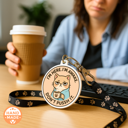 Not A Morning Grumpy Cat - Sarcastic Funny Keychain  | Scannable NFC Keychain