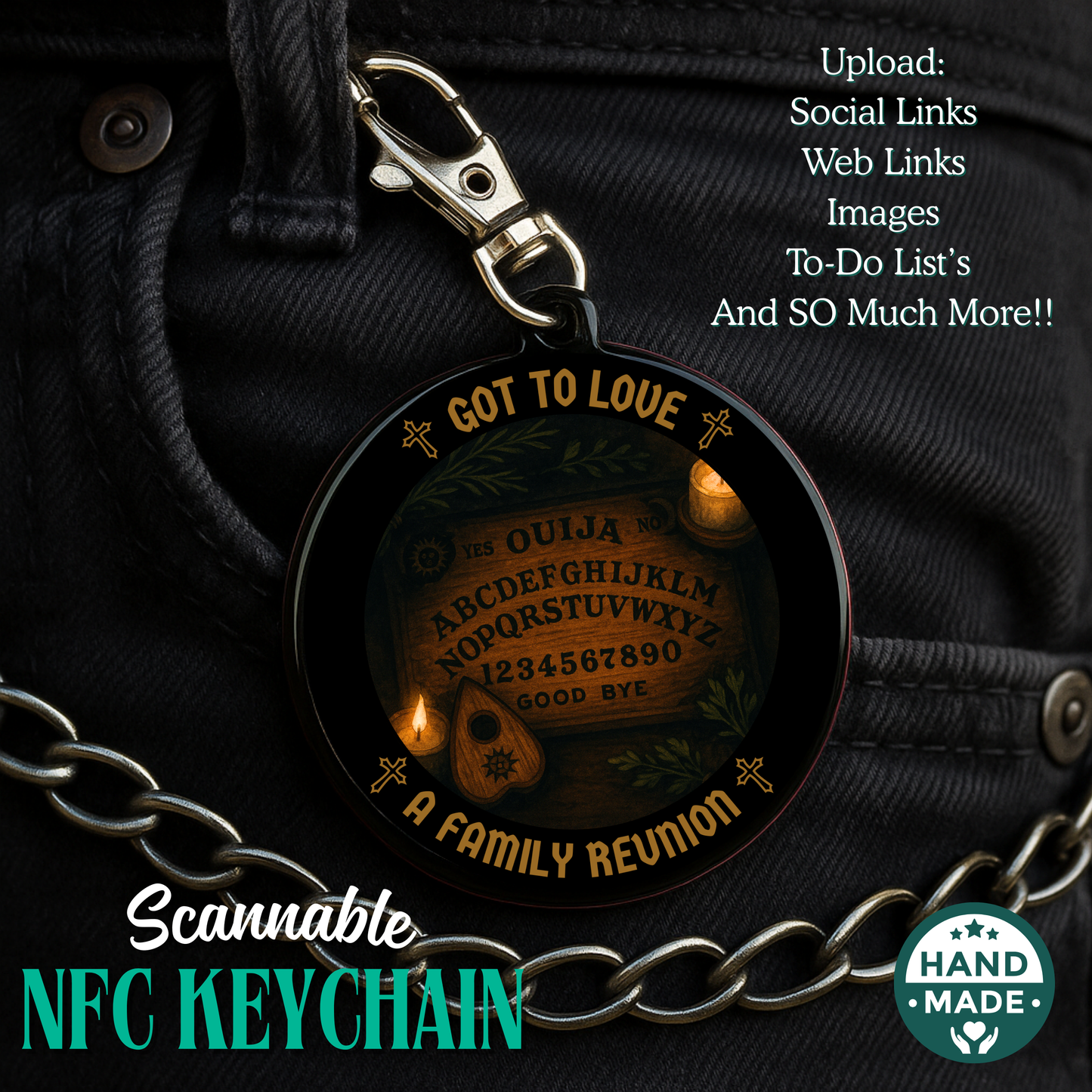 Family Reunion | Spooky Ouija Board | Witchy Halloween Scannable NFC Keychain
