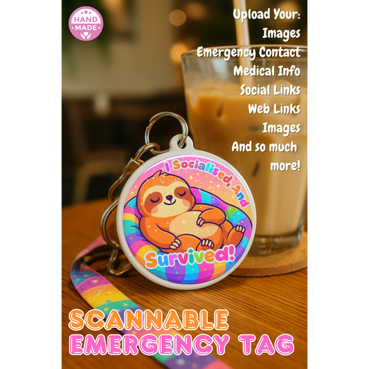I Socialised And Survived! Funny Introvert Sloth Neurodivergent Autism ADHD | Scannable NFC Keychain