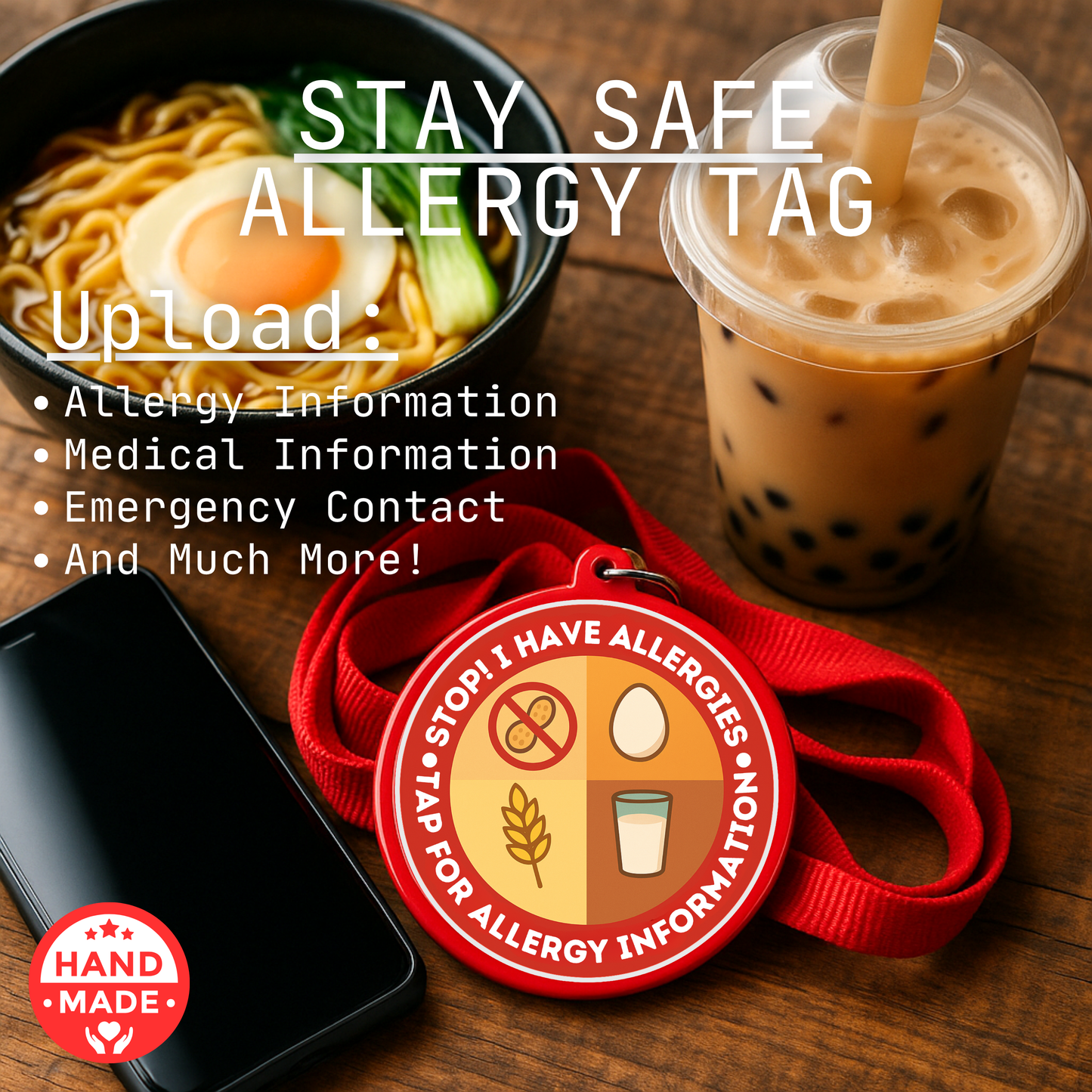 Allergy Alert  | Emergency Alert Scannable NFC Keychain