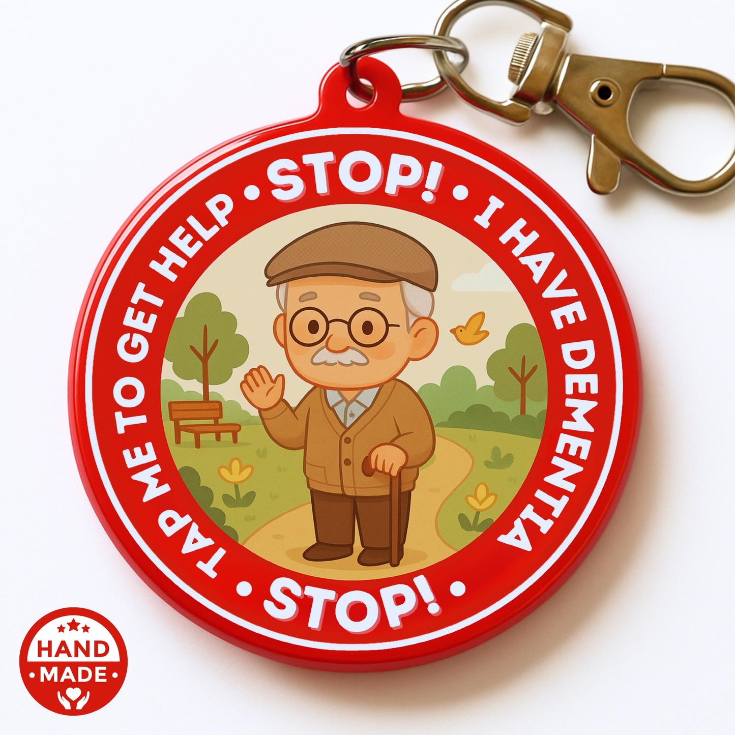 Men's Dementia Awareness | Emergency Alert Scannable NFC Keychain