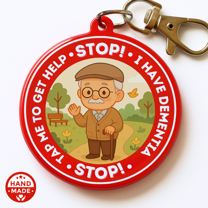 Men's Dementia Awareness | Emergency Alert Scannable NFC Keychain