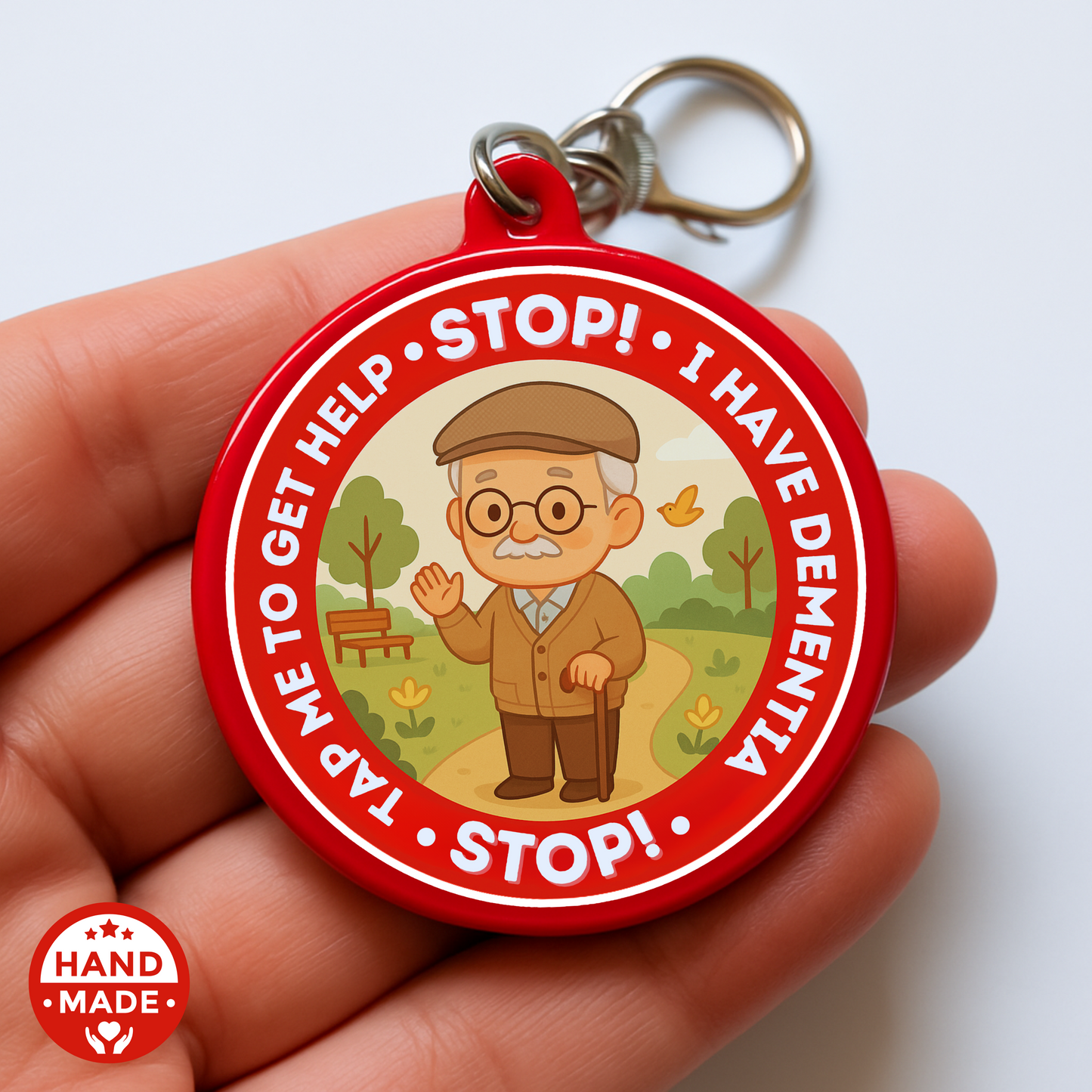 Men's Dementia Awareness | Emergency Alert Scannable NFC Keychain