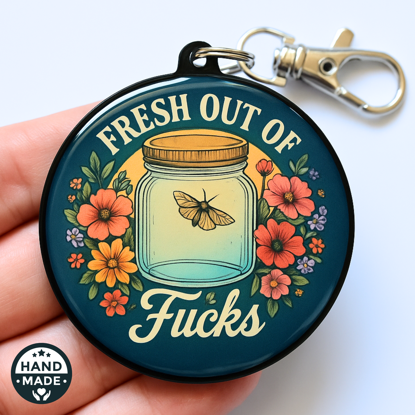 Fresh Out Of Fucks - Green | Funny Sarcastic Jar Of Fucks | Scannable NFC Keychain