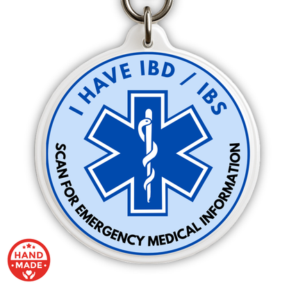 IBD / IBS MEDICAL TAG BLUE | Scannable NFC Keychain - irritable bowel
