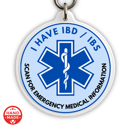 IBD / IBS MEDICAL TAG BLUE | Scannable NFC Keychain - irritable bowel
