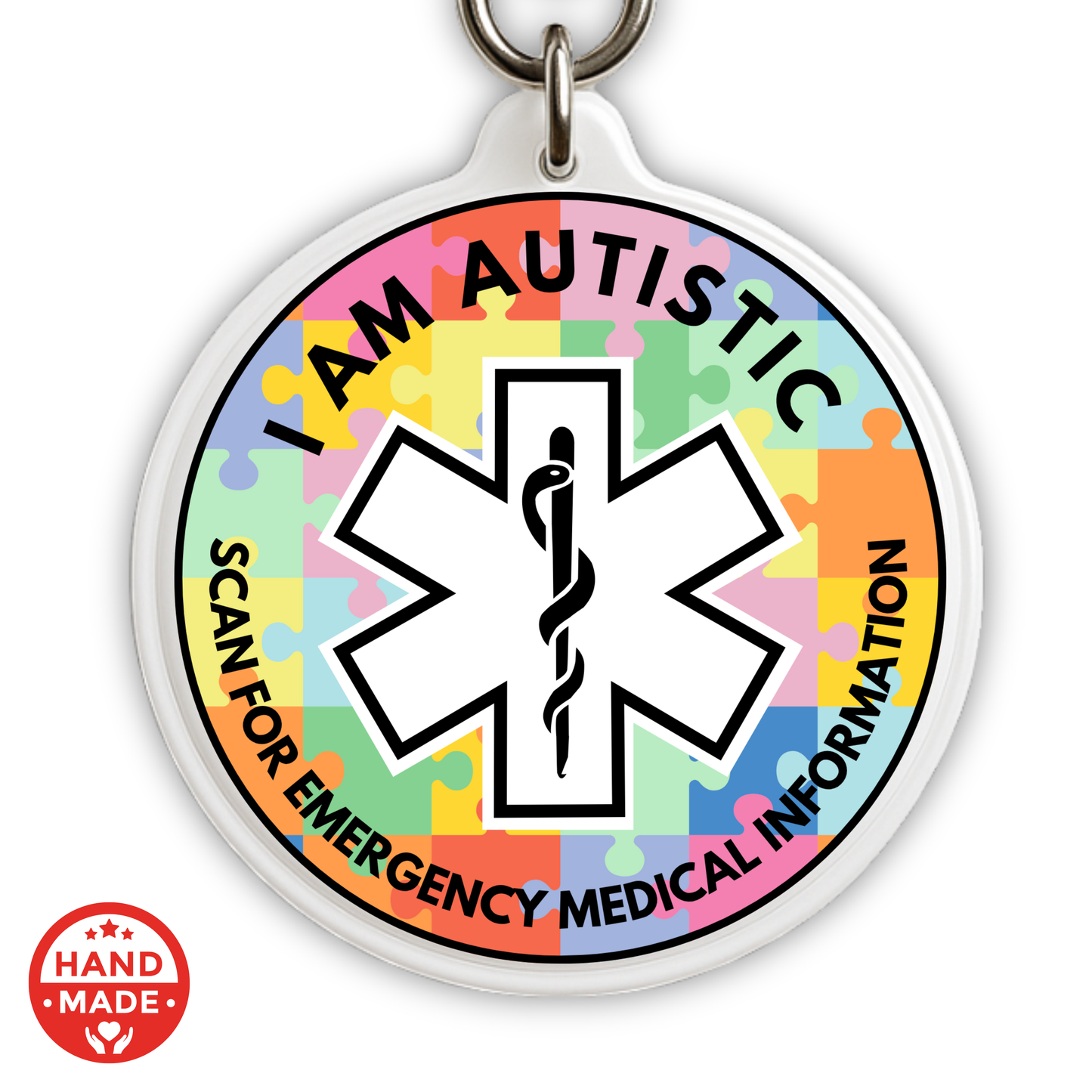 AUTISM JIGSAW MEDICAL TAG  | Scannable NFC Keychain