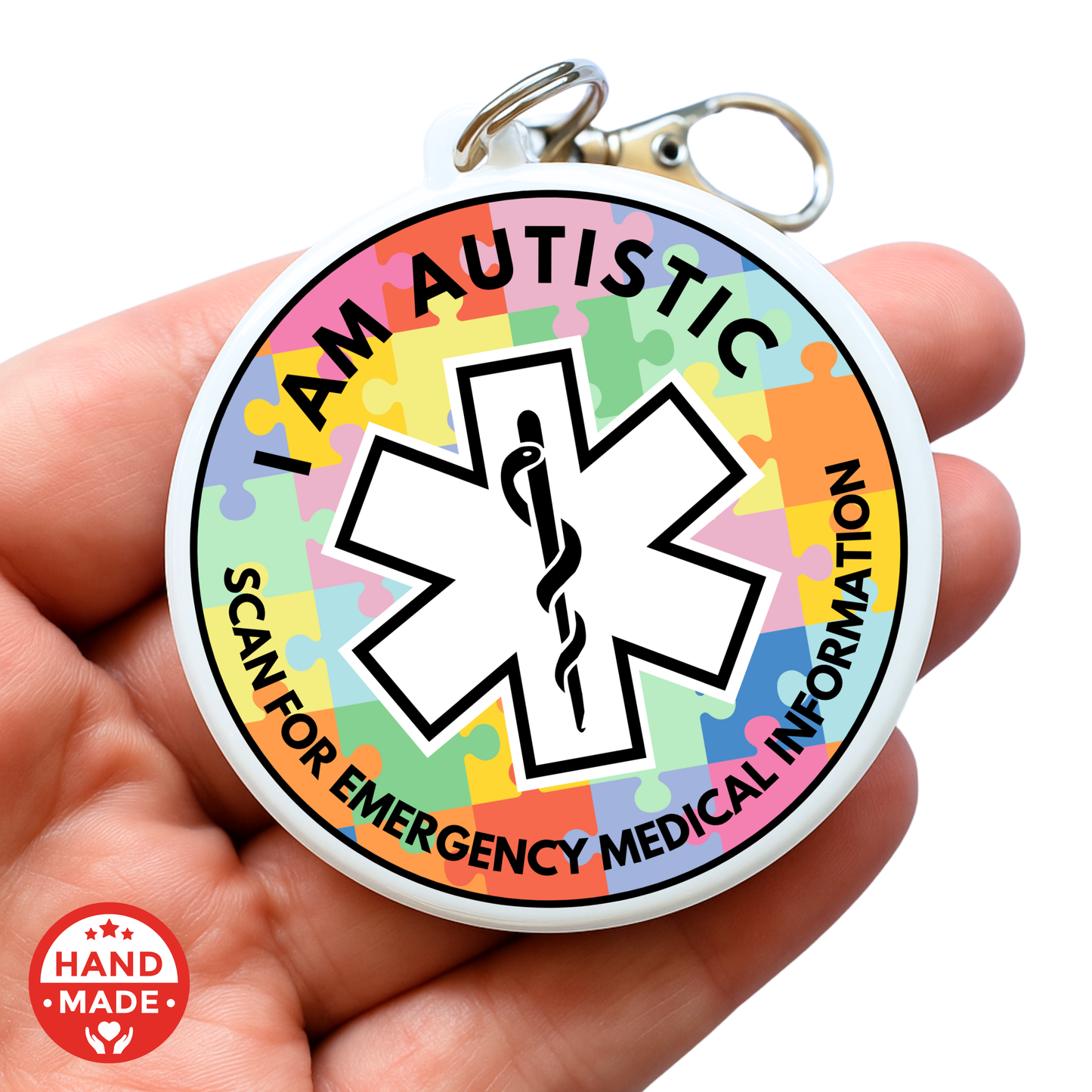 AUTISM JIGSAW MEDICAL TAG  | Scannable NFC Keychain