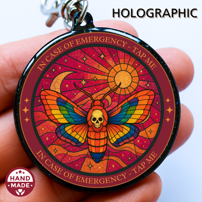 Red Celestial Moth |  Witchy Emergency Alert Scannable NFC Keychain