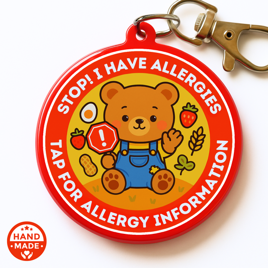 Allergy Alert Bear| Emergency Alert Scannable NFC Keychain