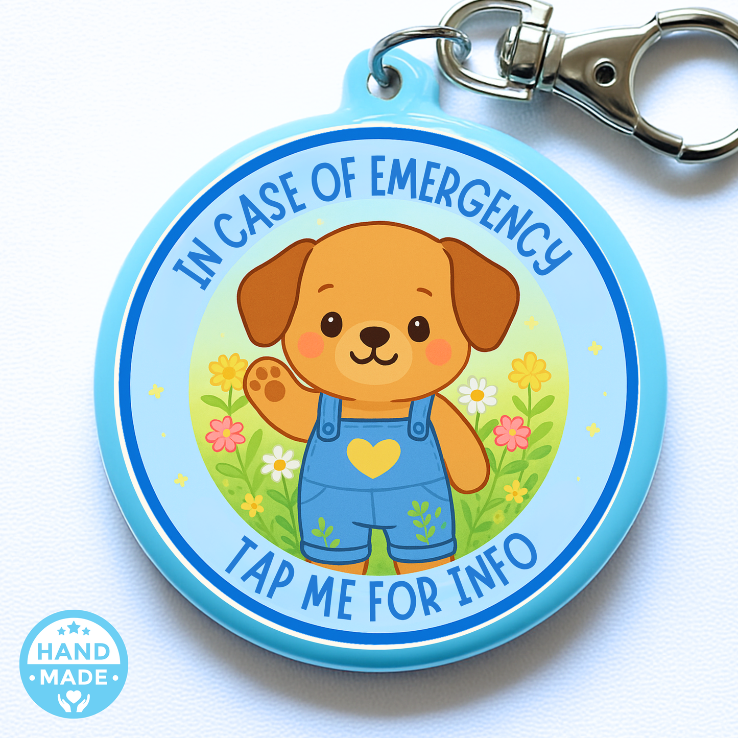 Puppy | In Case Of Emergency | Emergency Contact For Kids | Lost | Scannable NFC Keychain