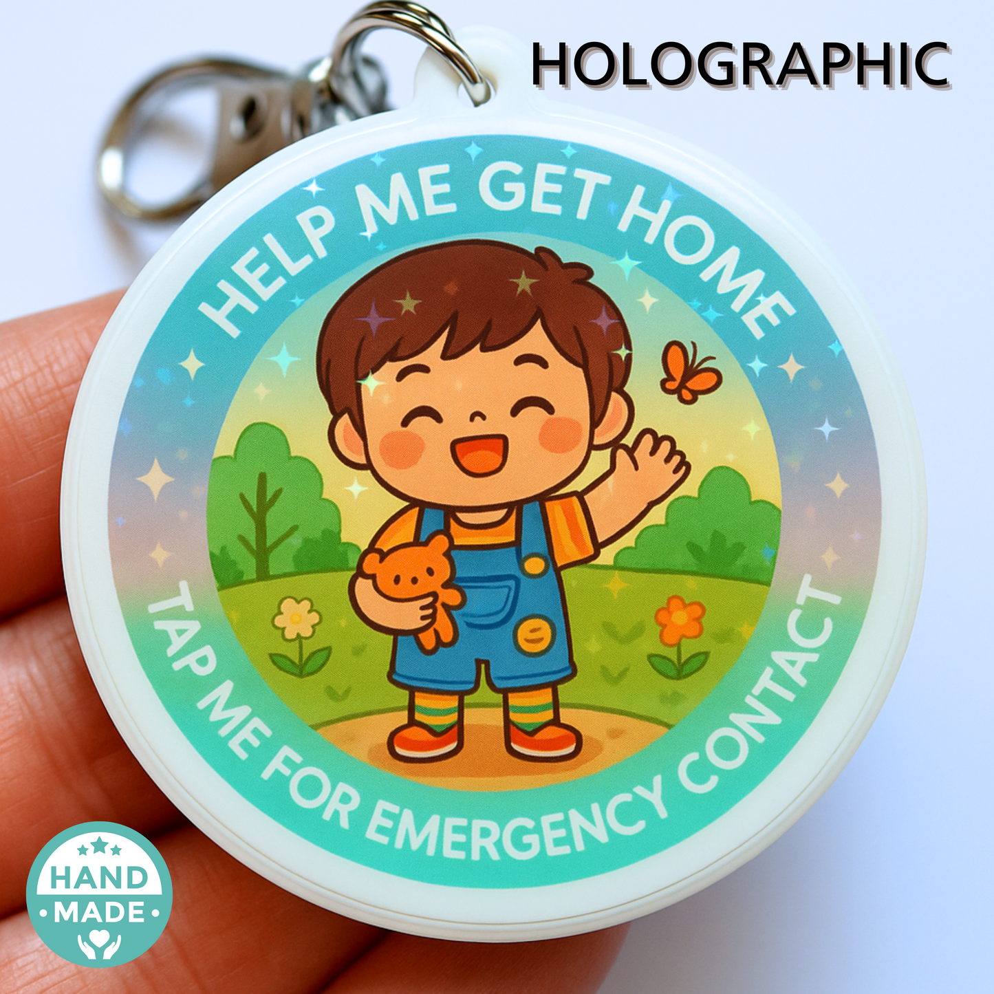 Little Boy | In Case Of Emergency | Emergency Contact For Kids | Lost | Scannable NFC Keychain