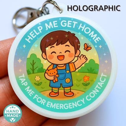 Little Boy | In Case Of Emergency | Emergency Contact For Kids | Lost | Scannable NFC Keychain