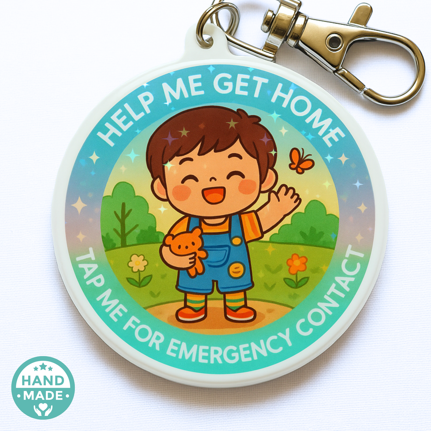 Little Boy | In Case Of Emergency | Emergency Contact For Kids | Lost | Scannable NFC Keychain