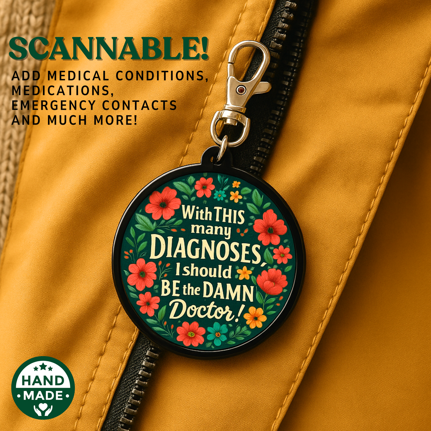 Funny Chronic Illness Spoonie Humour | Scannable NFC Keychain