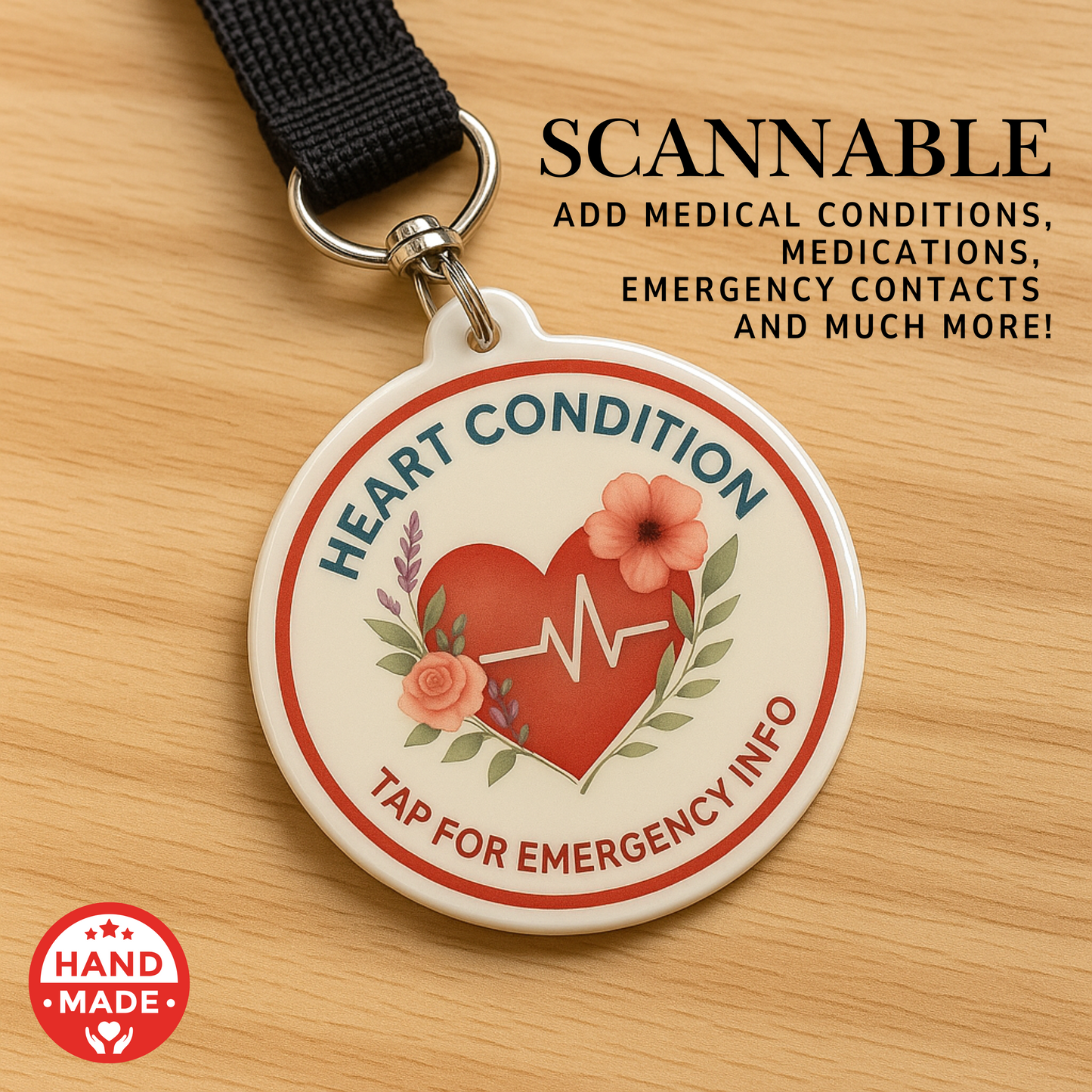 Heart Condition | Emergency Alert Scannable NFC Keychain
