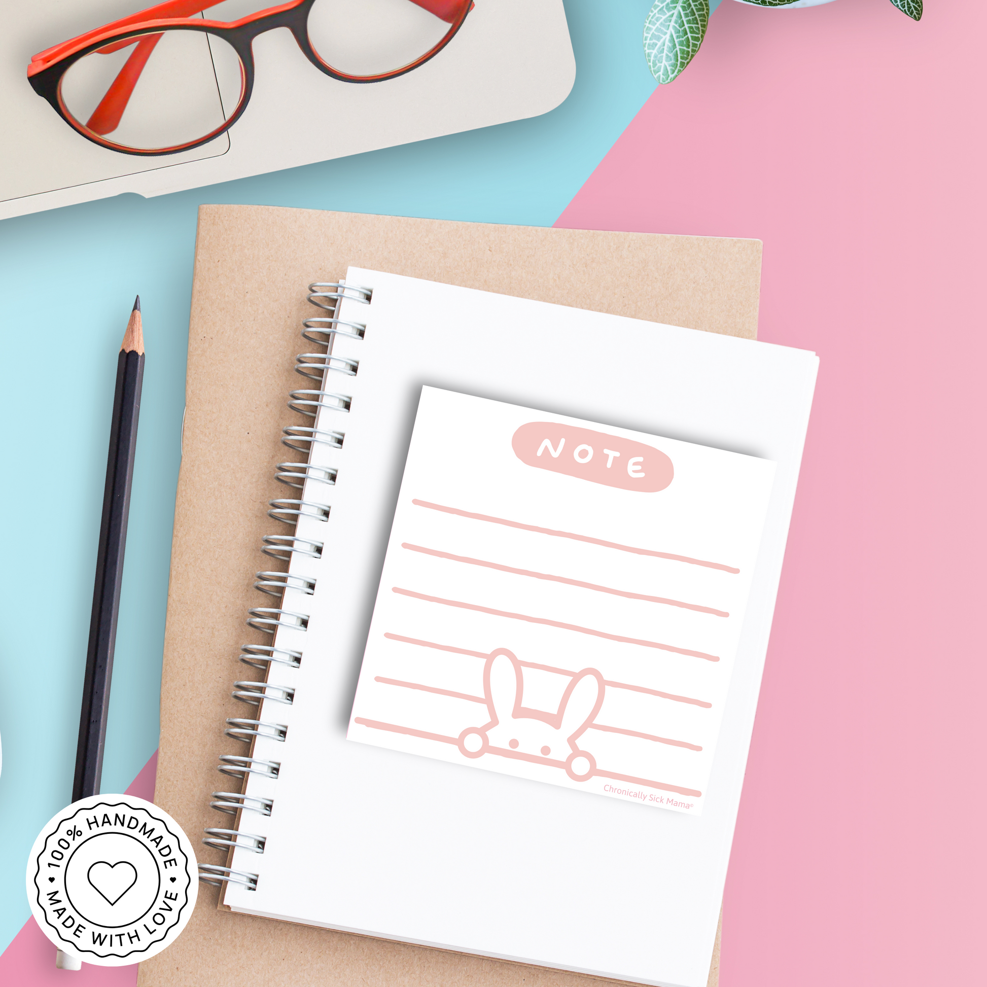 Peaky Bunny | Pink | cute rabbit Mini Memo Notepad