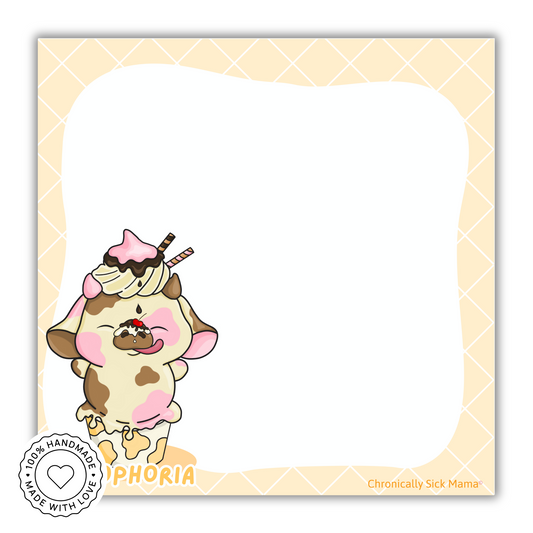 Vanilla Ice Cream Cup Moo - Cute Kawaii Cow Mini Memo Notepad